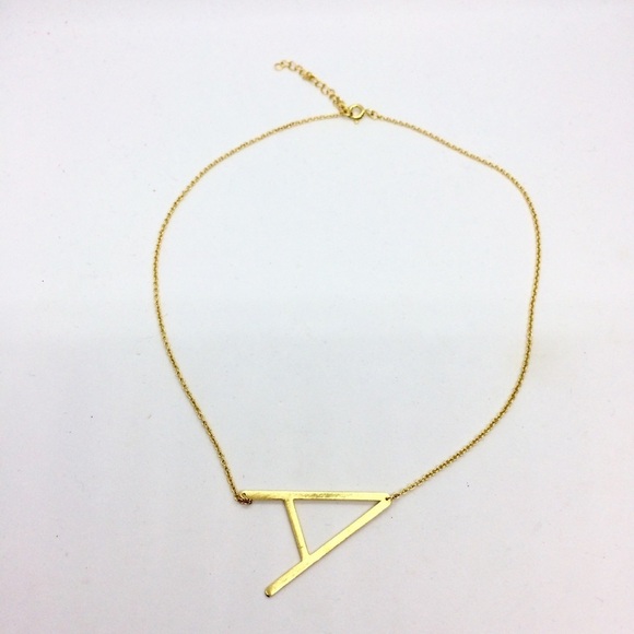 3/$30 LETTER A INITIAL SIDEWAYS GOLD TONE NECKLACE - Picture 8 of 10